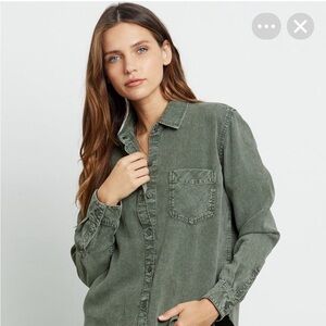 Rails Ingrid Raw Edge Forest Acid Wash Shirt XS